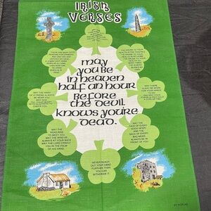 Irish Verses Decorative Tea Towel - Green